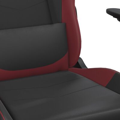 vidaXL Masujący fotel gamingowy z podnóżkiem, czarny i winna czerwień