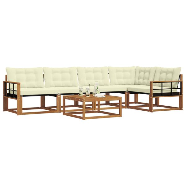 vidaXL Zestaw sof na zewnątrz z poduszką 6 pcs Naturalny i Kremowy