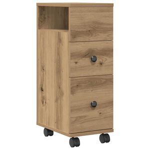 vidaXL Wąska szafka łazienkowa na k&oacute;łkach, dąb artisan