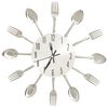 vidaXL Zegar ścienny z łyżek i widelc&oacute;w, srebrny, 31 cm, aluminium