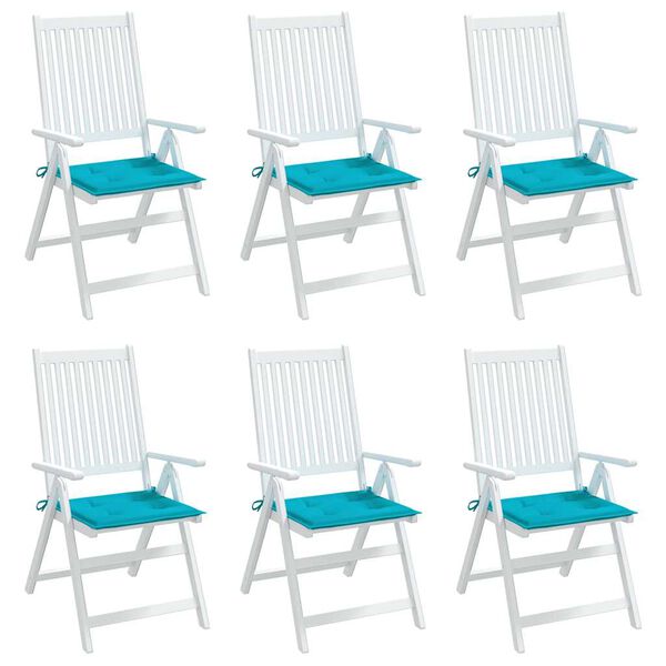 vidaXL Poduszki na krzesła ogrodowe, 6 szt., turkusowe, 40x40x4 cm