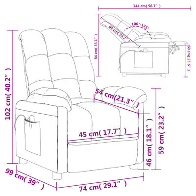 vidaXL Elektryczny fotel masujący, taupe, tkanina