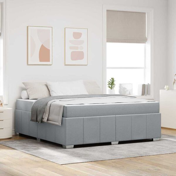 vidaXL Ramka ł&oacute;żka z materacem Jasnoszary 180 x 200 cm tkanina