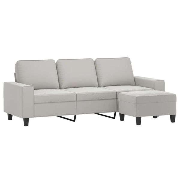 vidaXL 3-os. sofa z podn&oacute;żkiem, jasnoszara, 180 cm, obita mikrofibrą
