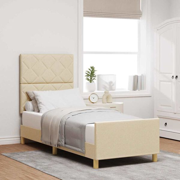 vidaXL Ramka ł&oacute;żka Z zagł&oacute;wkiem Kremowy 80 x 200 cm tkanina