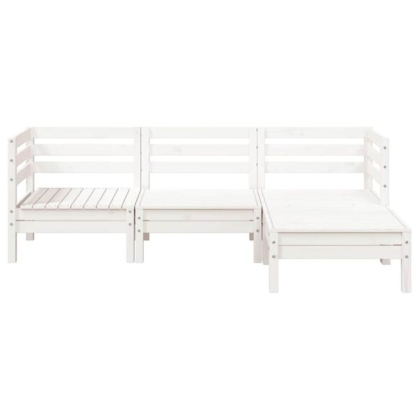vidaXL Ogrodowa sofa 3-osobowa z podn&oacute;żkiem, biała, drewno sosnowe