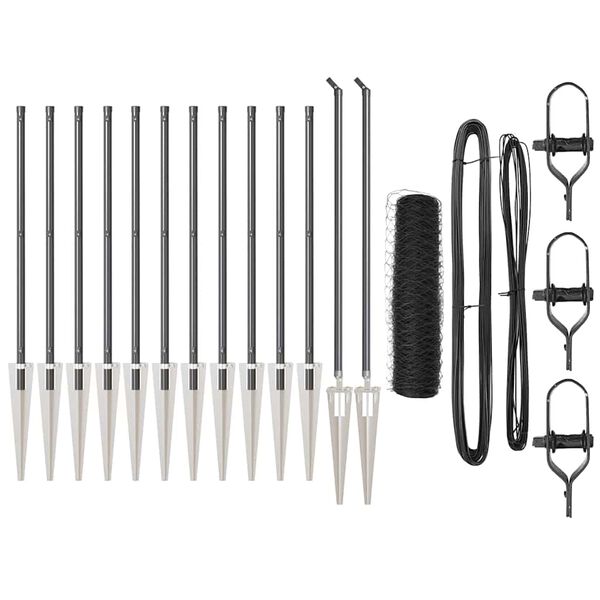 vidaXL Słupek ogrodzeniowy. Szary 25 x 0,5 m (siatka 36 mm) Stal