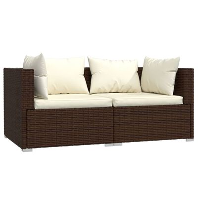 vidaXL 2-osobowa sofa z poduszkami, brązowa, polirattan