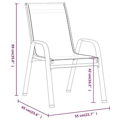 vidaXL Sztaplowane krzesła ogrodowe, 6 szt., szare, tworzywo textilene