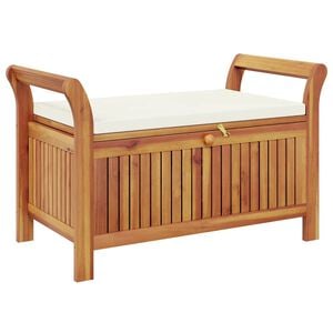 vidaXL Ogrodowa ławka ze schowkiem i poduszką, 91 cm, drewno akacjowe