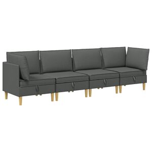 vidaXL Modularny Zestaw Sofy z Przechowalnią 4 pcs ciemnoszary tkanina