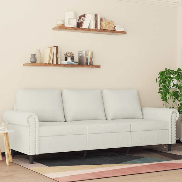 vidaXL Sofa 3-osobowa, kremowy, 180 cm, tapicerowana aksamitem