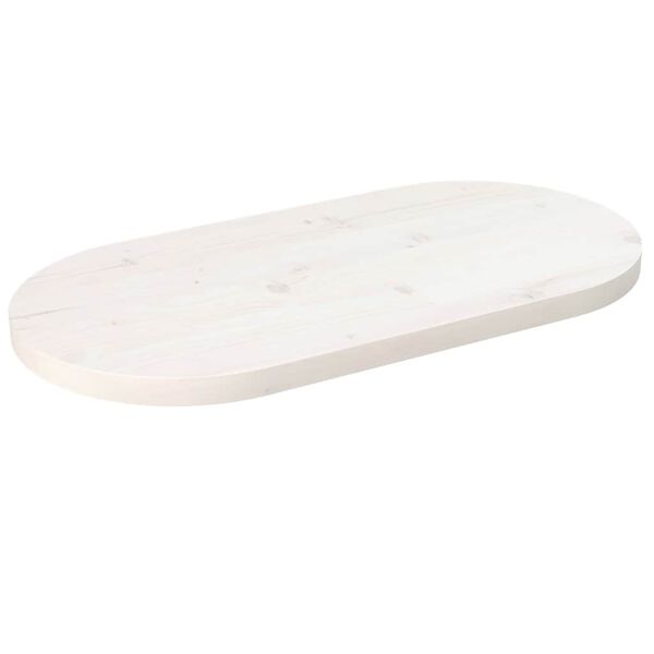 vidaXL Blat stołu, biały, 60x30x2,5 cm, lite drewno sosnowe, owalny