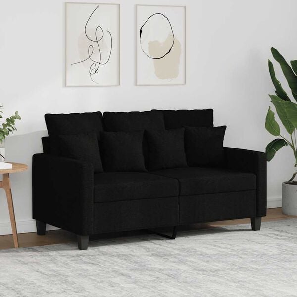 vidaXL Sofa 2-osobowa, czarna, 120 cm, tapicerowana tkaniną