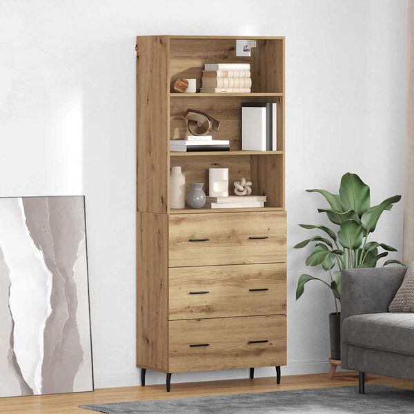 vidaXL Highboard z szufladą Dąb rzemieślniczy 69,5 x 34 x 180 cm