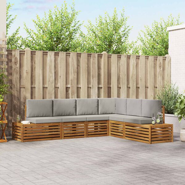 vidaXL Zestawy sof z poduszką 6 Sztuka Naturalny i Jasny Szary