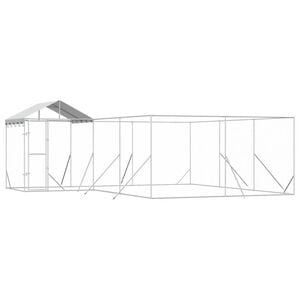 vidaXL Kojec dla psa, z dachem, srebrny, 6x6x2,5 m, stal galwanizowana