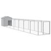 vidaXL Buda dla psa, z dachem, jasnoszara, 117x813x123 cm, stal
