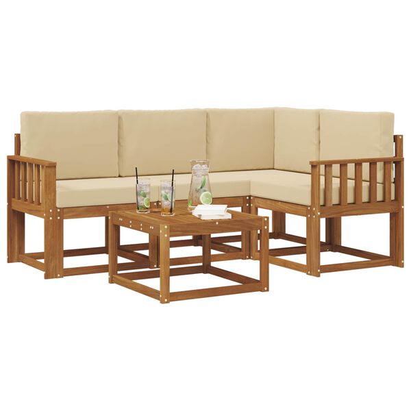 vidaXL Zestaw sof na zewnątrz z poduszką 5 pcs Naturalny i Beżowy