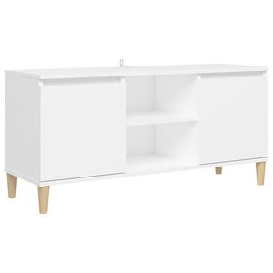 vidaXL Szafka TV z drewnianymi n&oacute;żkami, biała, 103,5x35x50 cm