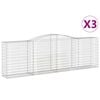 vidaXL Kosze gabionowe, 3 szt, 400x50x120/140 cm, galwanizowane żelazo