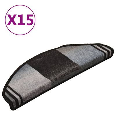 vidaXL Przylepne nakładki na schody, 15 szt., czarno-szare, 65x21x4 cm