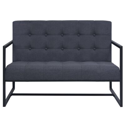 vidaXL 2-osobowa sofa z podłokietnikami, stal i tkanina, ciemnoszara