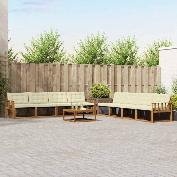 vidaXL Zestaw sof na zewnątrz z poduszką 9 pcs Naturalny i Kremowy