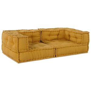 vidaXL 2-osobowa sofa modułowa, ż&oacute;łty, 140x70x36, tkanina