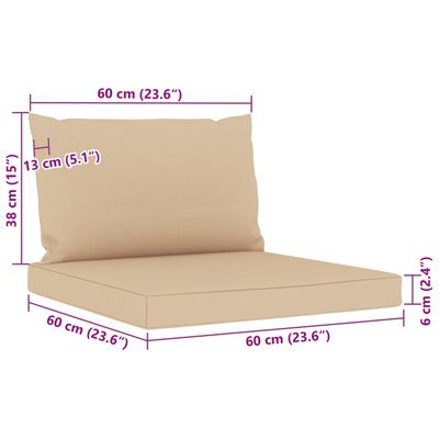 vidaXL Ogrodowa sofa 3-os. z palet, z beżowymi poduszkami, sosna