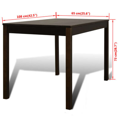 Drewniany zestaw jadalniany stół z 4 krzesłami, brązowy