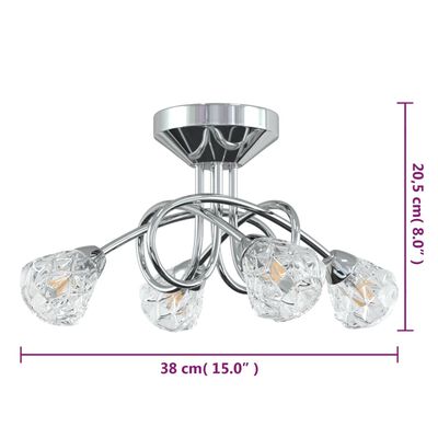 vidaXL Lampa sufitowa, szklane klosze w kratkę, 4 żarówki LED, G9