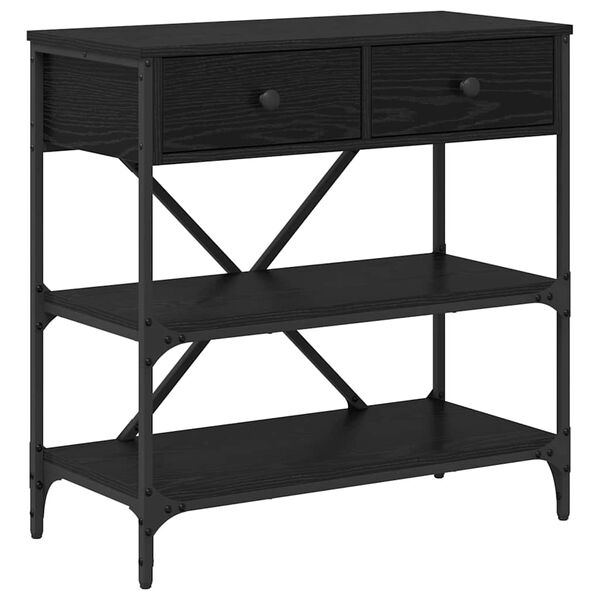 vidaXL Konsola z szufladą z półką Czarny Dąb 100 x 34,5 x 75 cm drewno