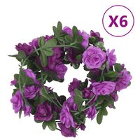 vidaXL Sztuczne girlandy kwiatowe, 6 szt., jasny fiolet, 240 cm