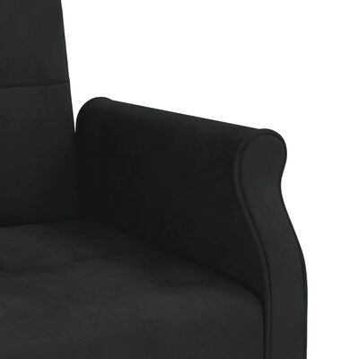 vidaXL Rozkładana kanapa z poduszkami, czarna, obita aksamitem