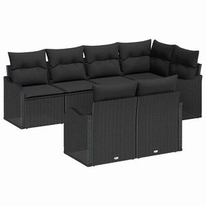 vidaXL Zestaw Sof na Ogr&oacute;d 7 szt. Czarny Polirattan