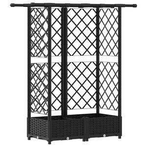 vidaXL Podniesione ł&oacute;żko z kratką i dachem Czarny 124 x 40 x 121 cm PP