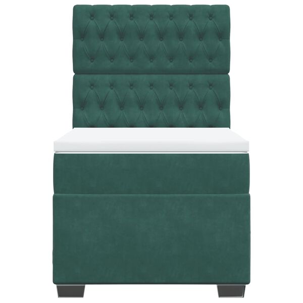 vidaXL Ł&oacute;żko kontynentalne z materacem, zielone, aksamit, 90x190 cm