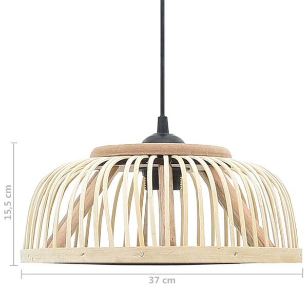 vidaXL Lampa wisząca, bambusowa, 37x15,5 cm, 40 W, E27, p&oacute;łkolista