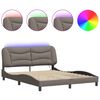 vidaXL Rama ł&oacute;żka z LED bez materaca Hvar Taupe 160x200 cm Tkanina