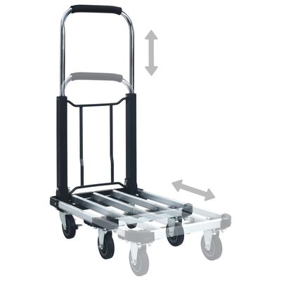 vidaXL Składany wózek transportowy, 150 kg, aluminiowy, srebrny