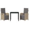 vidaXL Zestaw do jadalni w ogrodzie z poduszką 3 pcs Beżowy polirattan