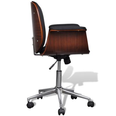 vidaXL Fotel biurowy, gięte drewno i sztuczna skóra