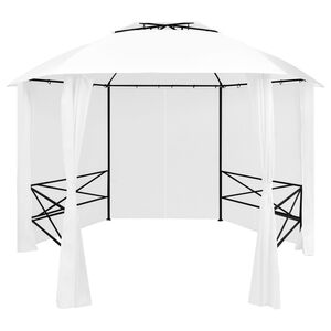 vidaXL Altana ogrodowa z zasłonami, 360x312x265 cm, biała, 180 g/m&sup2;