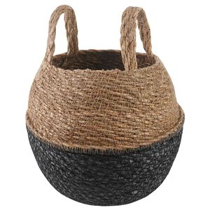 vidaXL Doniczka z uchwytami Czarny &Oslash; 22 x 20 cm 100% Trawa morska