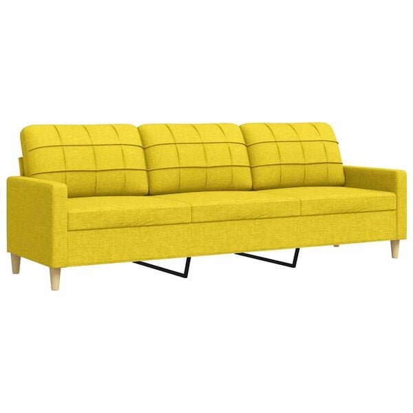 vidaXL Sofa 3-osobowa, jasnoż&oacute;łta, 210 cm, tapicerowana tkaniną