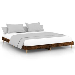vidaXL Rama ł&oacute;żka bez materaca dąb wędzony 200x200 cm drewno klejone
