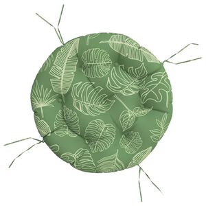 vidaXL Okrągła poduszka, wz&oacute;r w liście, &Oslash; 60 x 11 cm, tkanina Oxford