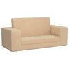 vidaXL 2-os. sofa dla dzieci, rozkładana, kremowa, miękki plusz