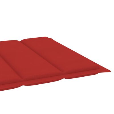 vidaXL Leżak z czerwoną poduszką, lite drewno tekowe